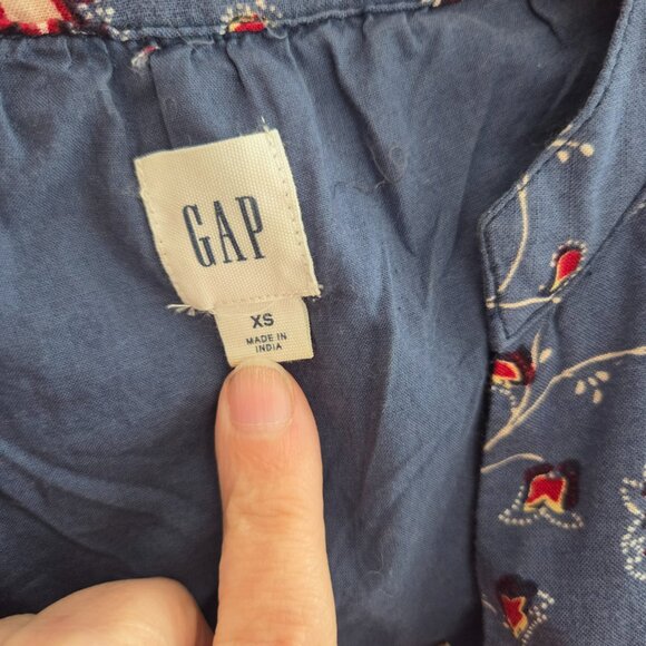 Gap Women's Floral V-Neck Long Sleeve Shift Dress Blue Floral SZ XS Lined - Picture 2 of 6